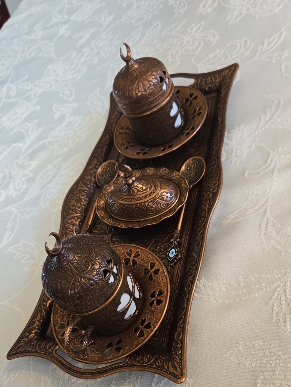 Sena Turkish Coffee Set Bronze Tone Coffee Set 11 Pc Set From Turkey